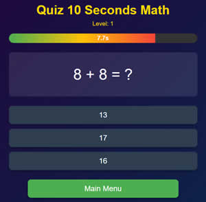  10초 수학 퀴즈(Quiz 10 Seconds Math) 게임하기